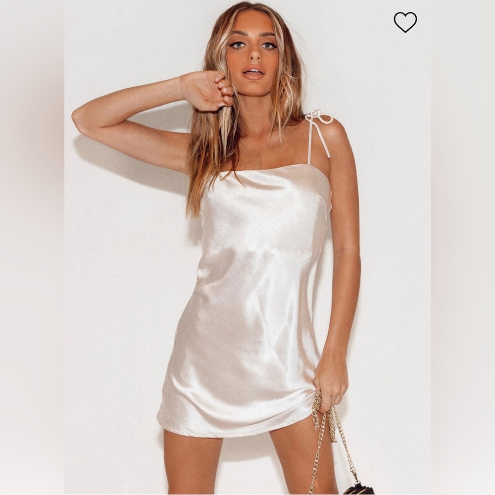Princess Polly - The Silky Slip Mini Dress Champagne. Worn Once!